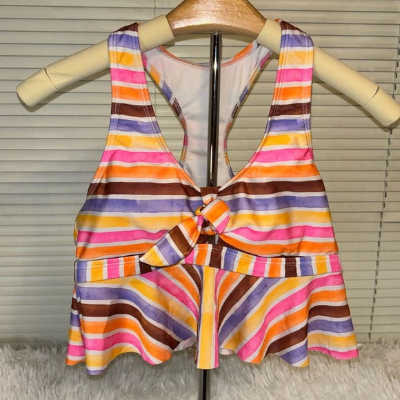 wonder nation Other - Wonder Nation Girl’s Neon Striped Racerback Bikini Top Size Large 10/12